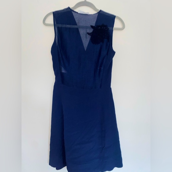 Sandro Sheer back blue wrap dress - Picture 5 of 10